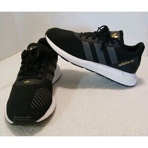 Adidas Originals Swift Run  Black/Gray Gold Logo Womens 8 FW1645 Athletic Shoes